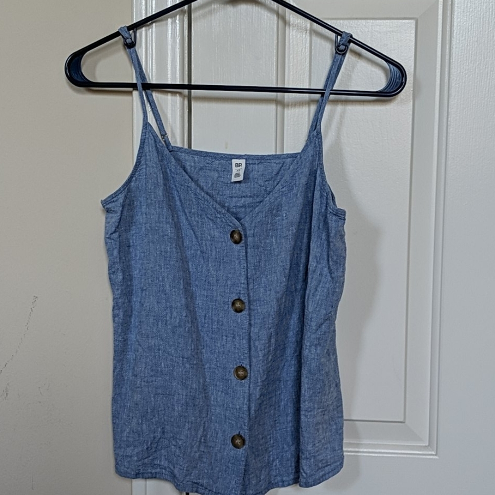 Linen Blend Button Down Tank